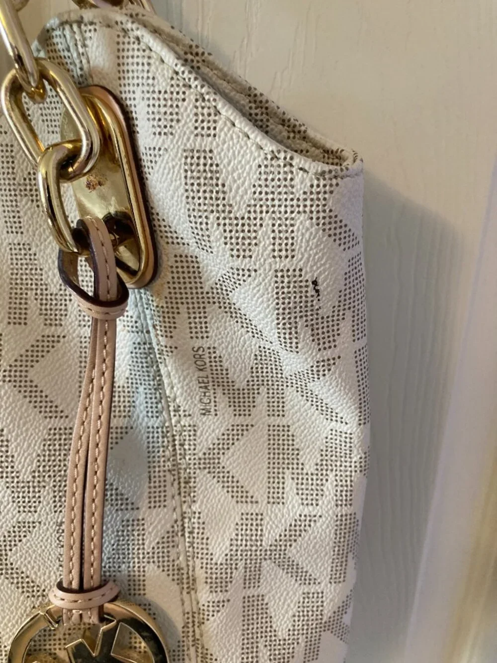 Michael Kors Signature  Logo Hobo Shoulder Bag with Gold Tone Hardware